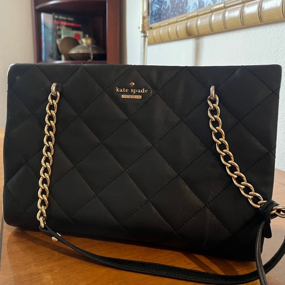 Kate spade quilted black leather tote bag - Picture 1 of 5